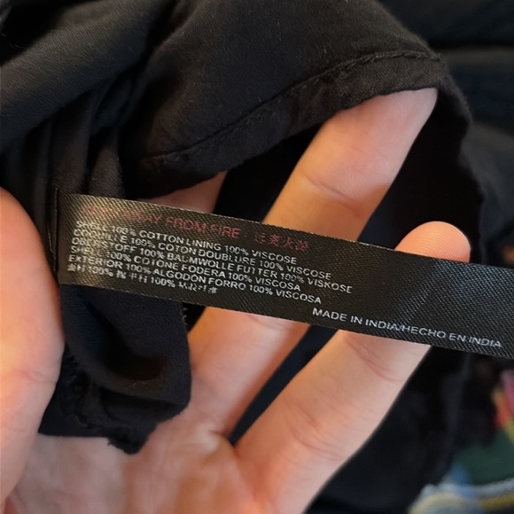 Free People Antoinette Lined Fit & Flare Cotton Black V-neck Sleeveless Dress L - Picture 6 of 7